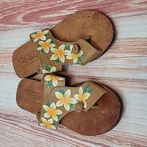 Mystique leather hand painted sandals